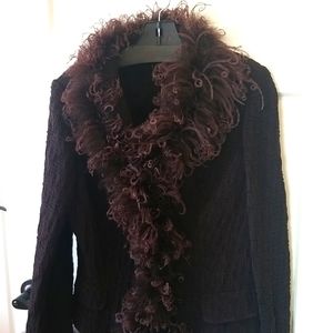 Montana Blu Sweater Jacket w/ feather Accents Size Large